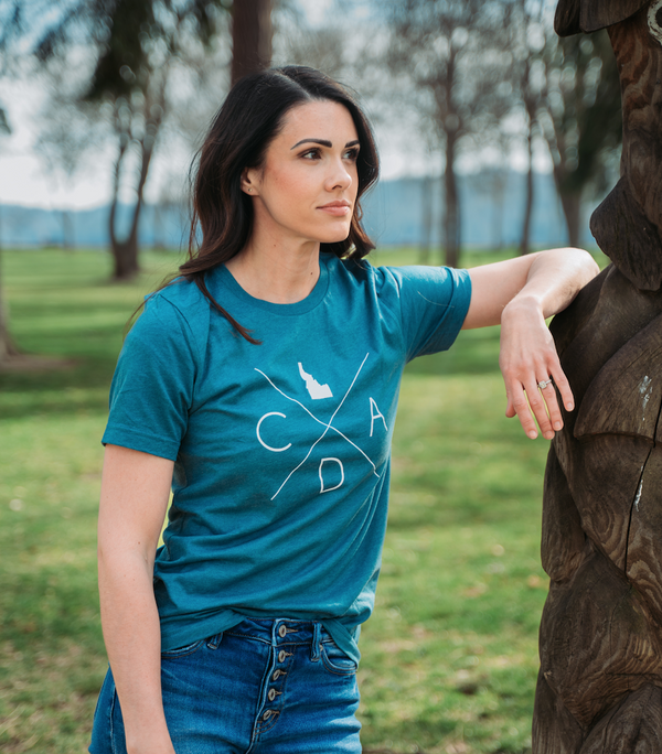 Deep Teal Heather Logo Tee