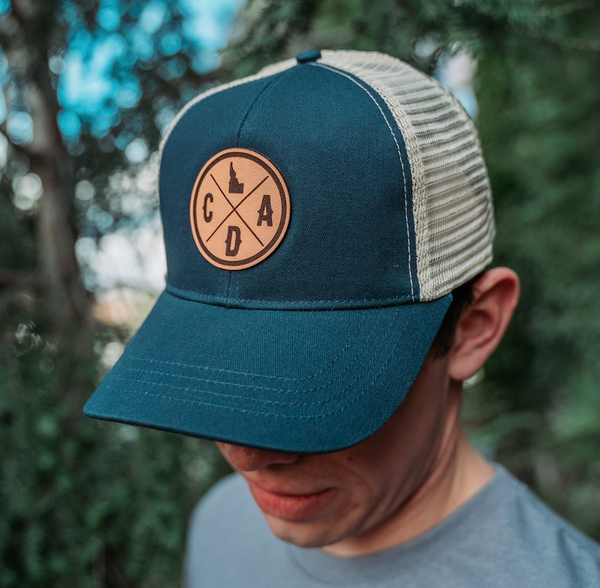 Pacific Blue Leather Logo Trucker Eco Hat
