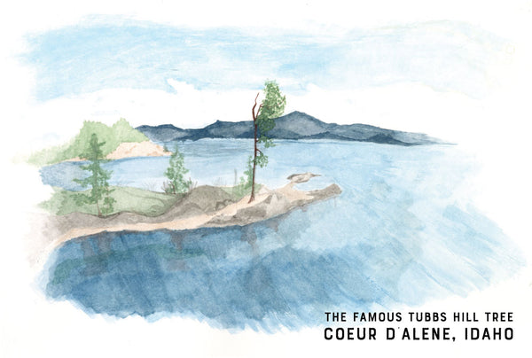 Tubbs Hill Tree Watercolor Postcard