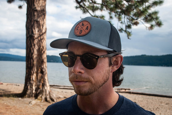 CDA Dark Leather Logo Heather Gray Trucker Hat