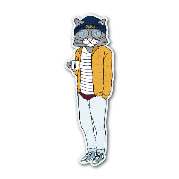 PNW Hipster Cat Sticker