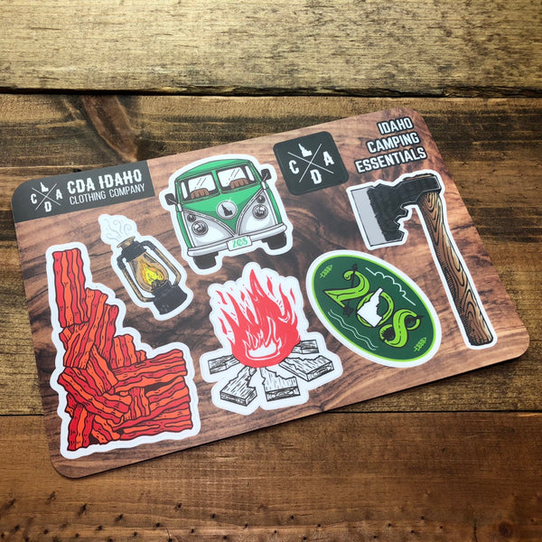 Idaho Camping Essentials Sticker Sheet