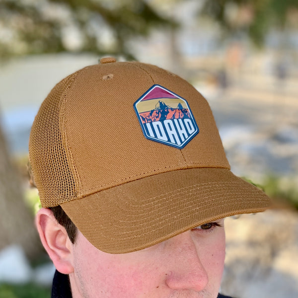 Idaho Wild Mountains Duck Brown Trucker Hat