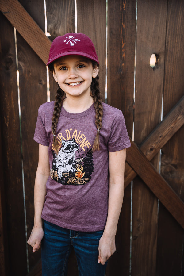 Kids Maroon Raccoon Tee