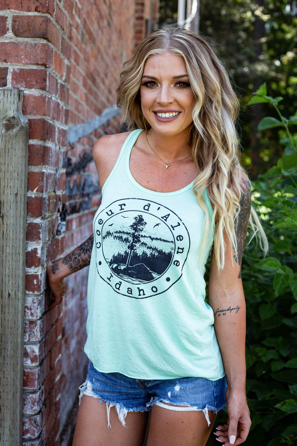 Mint Tubbs Hill Stamp Racerback Women's Tank