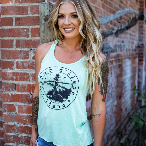 Mint Tubbs Hill Stamp Racerback Women's Tank