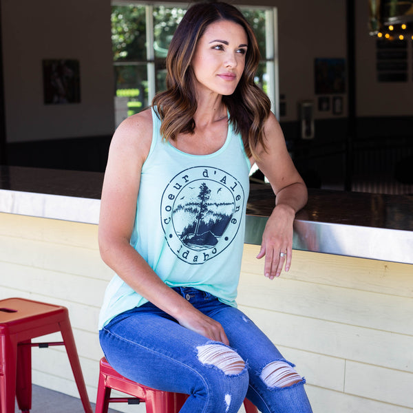 Mint Tubbs Hill Stamp Racerback Women's Tank