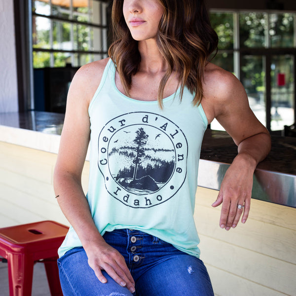 Mint Tubbs Hill Stamp Racerback Women's Tank