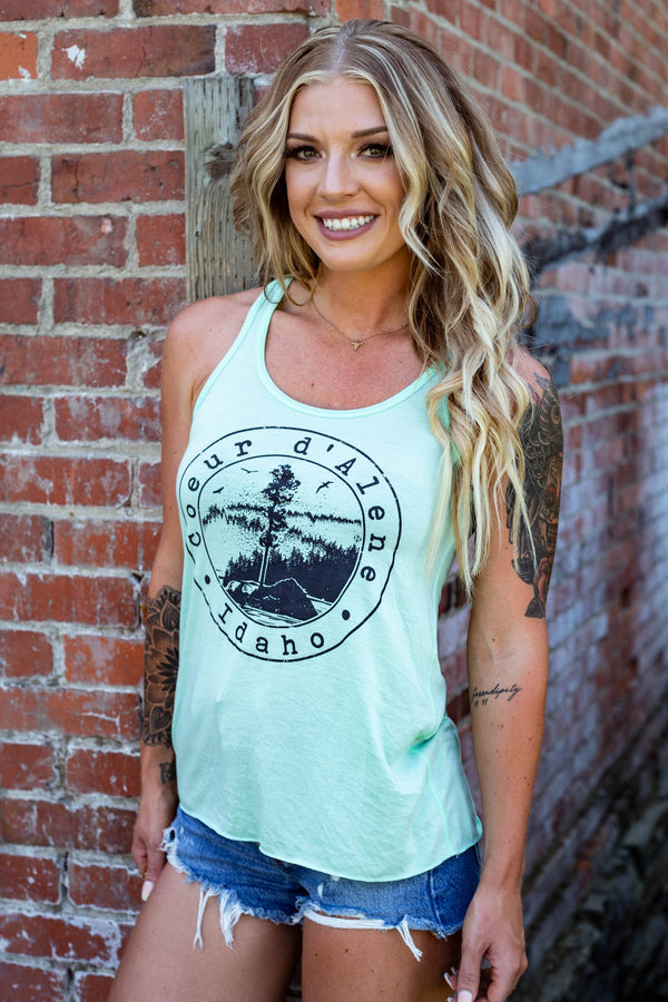 Mint Tubbs Hill Stamp Racerback Women's Tank